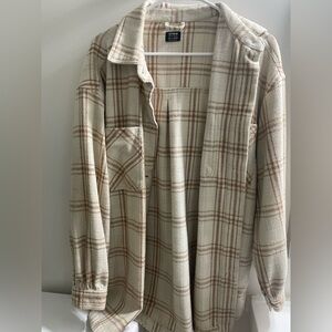 Cotton On Cream and Brown Plaid Shacket
